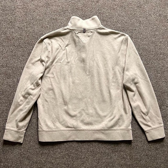 Tommy Hilfiger 1/4 Zip Mock Neck Jumper Sweater Heathered Cream Mens Size Large - Picture 2 of 8